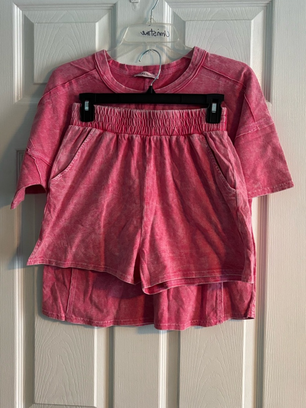 Zenana Halo Snow Washed Short Sleeved Shirt and Short Set